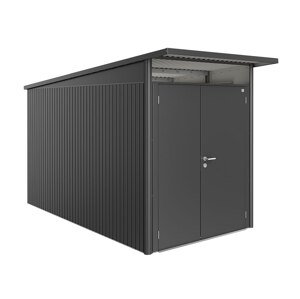 Domek na nářadí AVANTGARDE A4, šedá metalíza, dvoukřídlé dveře BH17049