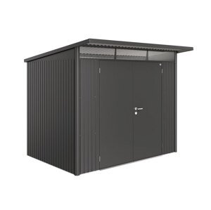 Domek na nářadí AVANTGARDE A5, šedá metalíza, dvoukřídlé dveře BH17059