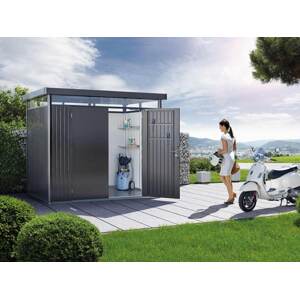 Domek na nářadí Biohort HIGHLINE H2, tmavě šedý, dvoukřídlé dveře BH84039