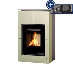 Kamna s výměníkem AQUAFLAM VARIO SAPORO 11/7kW olivová, elektronická regulace FLHSF34-087