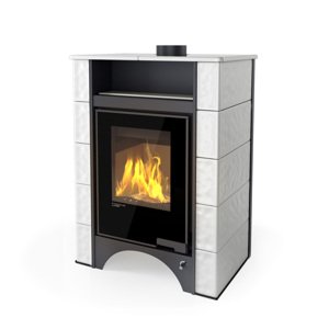 Kachlová kamna s výměníkem AQUAFLAM VARIO PERU 11/5kW, kachle bílá, elektronická regulace FLHSF34-120