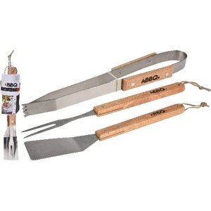 Nářadí grilovací BBQ nerez, dřev.ruk., sada 3díl. MA385271