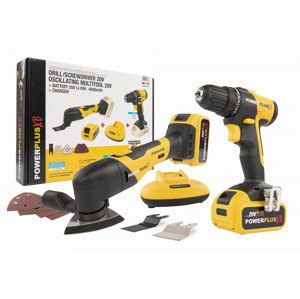 Sada POWERPLUS Aku vrtačka a multifunkční brusky 20V bat.4,0Ah PPPOWXBBOX10