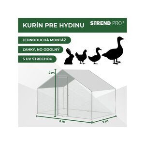 Venkovní výběh Strend Pro pro drůbež, voliéra, klec, kurník, se střechou, 3 x 2 x 2 m