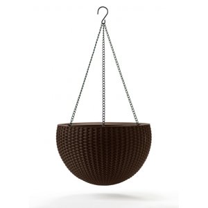 Závěsný květináč KETER Hanging Sphere - hnědý