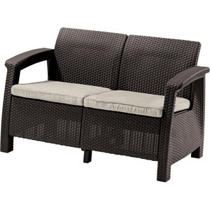 KETER Zahradní pohovka Allibert Corfu Love Seat - 128 x 70 x 79cm - hnědá / béžová