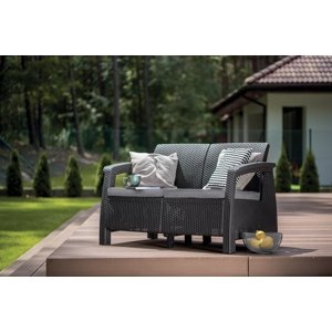 KETER Zahradní pohovka Corfu Love Seat - 128 x 70 x 79cm - grafit / šedá