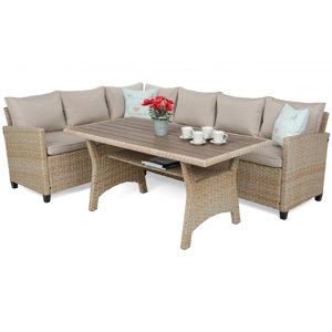 Rohová sedací souprava z technoratanu Lagos Beige