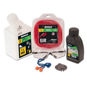ARNOLD (Stanley Black & Decker) Arnold ASK 08 - sada pro vyžínače a křovinořezy (olej 2-takt / láhev na míchání / ochranné brýle / ochrana uší / struna 2,0 x 15 m / řezačka strun)