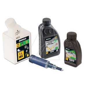 ARNOLD (Stanley Black & Decker) Arnold ASK 09 - sada pro benzinové řetězové pily (olej 2-takt / olej na řetězy / láhev na míchání / maznička)