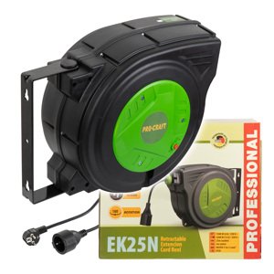 Procraft EK25N - samonavíjecí buben s kabelem, 25m