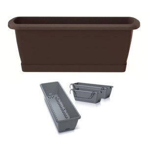 Prosperplast Truhlík se zavlažovacím systémem a držákem RESPANA EASYCARE 59,3 cm - hnědý