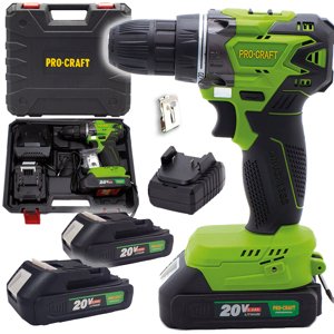 Procraft PA20BL 20V - akumullátorový vrtací šroubovák (s 2x 2Ah akumulátory a nabíječkou)