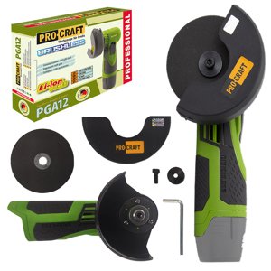 Procraft PGA12 12V - akumulátorová mini úhlová bruska (s akumulátorem a nabíječkou)