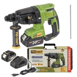 Procraft PHA40 20V - akumulátorové vrtací kladivo (s 2x 4,0 Ah akumulátory a nabíječkou)