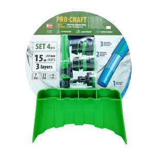 Procraft PR-3KGH1315F - modrá zahradní hadice, 3-vrstvá, 1/2", 15m s příslušenstvím