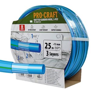 Procraft PR-3KGH1325 - modrá zahradní hadice, 3 vrstvy, 1/2", 25m