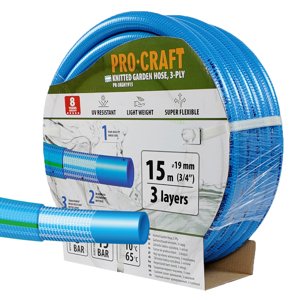 Procraft PR-3KGH1915 - modrá zahradní hadice, 3 vrstvy, 3/4", 15m