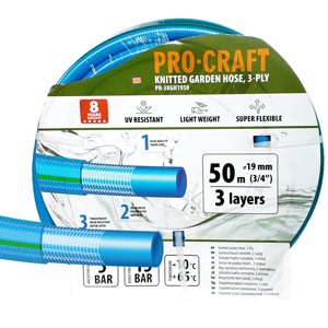 Procraft PR-3KGH1950 - modrá zahradní hadice, 3 vrstvy, 3/4", 50m