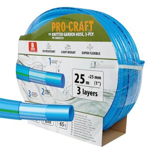 Procraft PR-3KGH2525 - modrá zahradní hadice, 3 vrstvy, 1", 25 m
