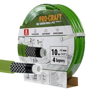 Procraft PR-4GH1310 - zelená zahradní hadice, 4 vrstvy, 1/2", 10m