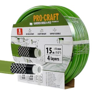 Procraft PR-4GH1315- zelená zahradní hadice, 4 vrstvy, 1/2", 15m