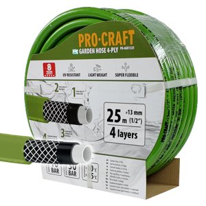 Procraft PR-4GH1325 - zelená zahradní hadice, 4 vrstvy, 1/2", 25m