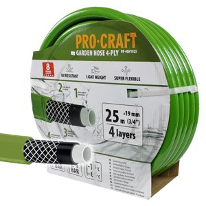 Procraft PR-4GH1925 - zelená zahradní hadice, 4 vrstvy, 3/4", 25m