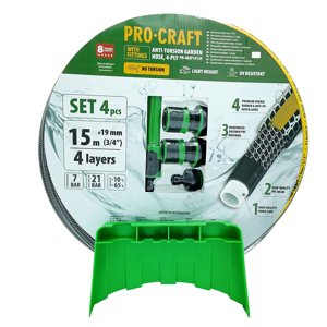 Procraft PR-4KAT1915F - černo-žlutá zahradní hadice