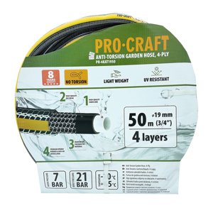 Procraft PR-4KAT1950 - černo-žlutá zahradní hadice