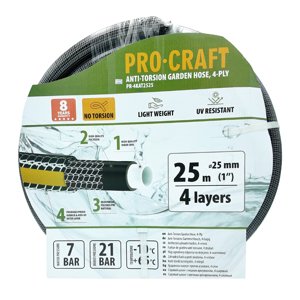 Procraft PR-4KAT2525 - černo-žlutá zahradní hadice