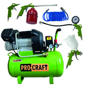 Procraft AC52-2 SET - olejový kompresor, 5 ks příslušenství