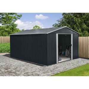 Riwall PRO RMSA 12x10 Anthracite - zahradní domek kovový 3 x 3,7 m se sedlovou střechou antracit