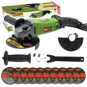Procraft PW1200ES - úhlová bruska + 10x řezný kotouč CD125x1.0b v kovovém boxu