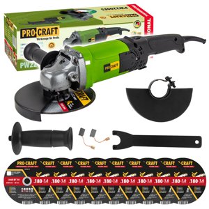 Procraft PW2200ES - úhlová bruska + 10x řezný kotouč CD180x1.6