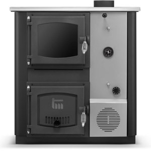 Kuchyňská kamna / kotel s výměníkem TEMY PRO 12 kW - pravá, černá