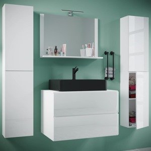 5dílná umyvadlová skříňka Lendas BL XL 80 cm se zrcadlem a 2 vysokými skříňkami, bílá