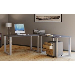 Rohový stůl Lona 220x160x80 U-nohy, antracit