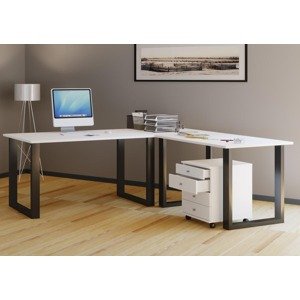 Rohový stůl Lona 220x220x80 U-nohy, bílý