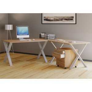 VCM Rohový stůl Lona 130x130x50 X-nohy, dub sonoma