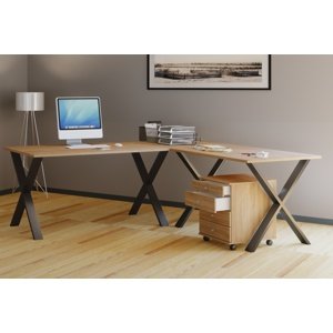 VCM Rohový stůl Lona 130x130x50 X-nohy, dub sonoma