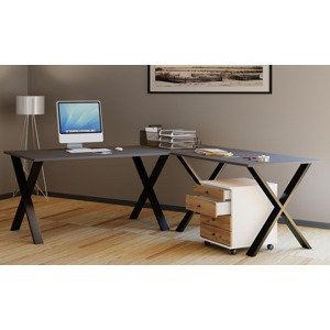 Rohový stůl Lona 220x160x80 X-nohy, antracit