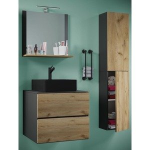 4dílná umyvadlová skříňka Lendas BL L se zrcadlem 60 cm + vysoká skříňka, antracit