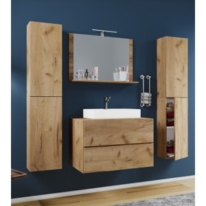 VCM 5dílná umyvadlová skříňka Lendas XL 60 cm se zrcadlem a 2 vysokými skříňkami, dub medový