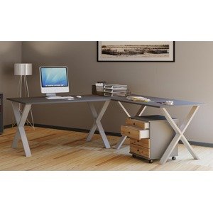 Rohový stůl Lona 220x220x80 X-nohy, antracit