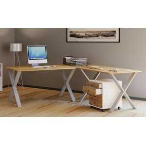 Rohový stůl Lona 220x220x80 X-nohy, dub medový