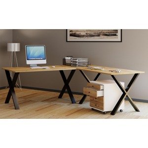 Rohový stůl Lona 220x220x80 X-nohy, dub medový