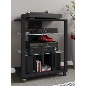 Hifi-stojan Folas s kolečky, černý