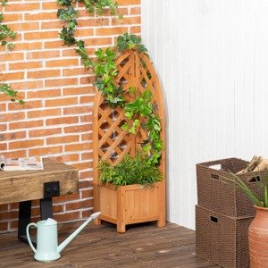 Outsunny Dřevěný truhlík s rohovou mřížkou