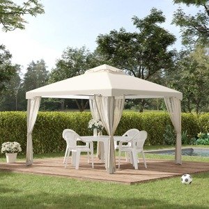 Outsunny Zahradní altán s moskytiérou, 3 x 3 m, krémově bílý